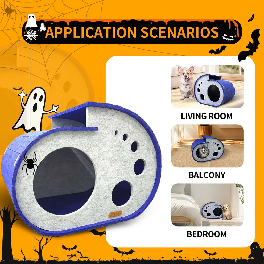 Cozy Cave Waterproof Cat Bed with Space-Saving Design - Detachable Pet Nest for Cats and Dogs