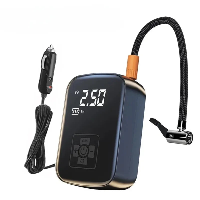 LEIBOO Wireless Electric Tire Inflator and Air Compressor for Motorcycles, Bicycles, and Automobiles with Digital Display