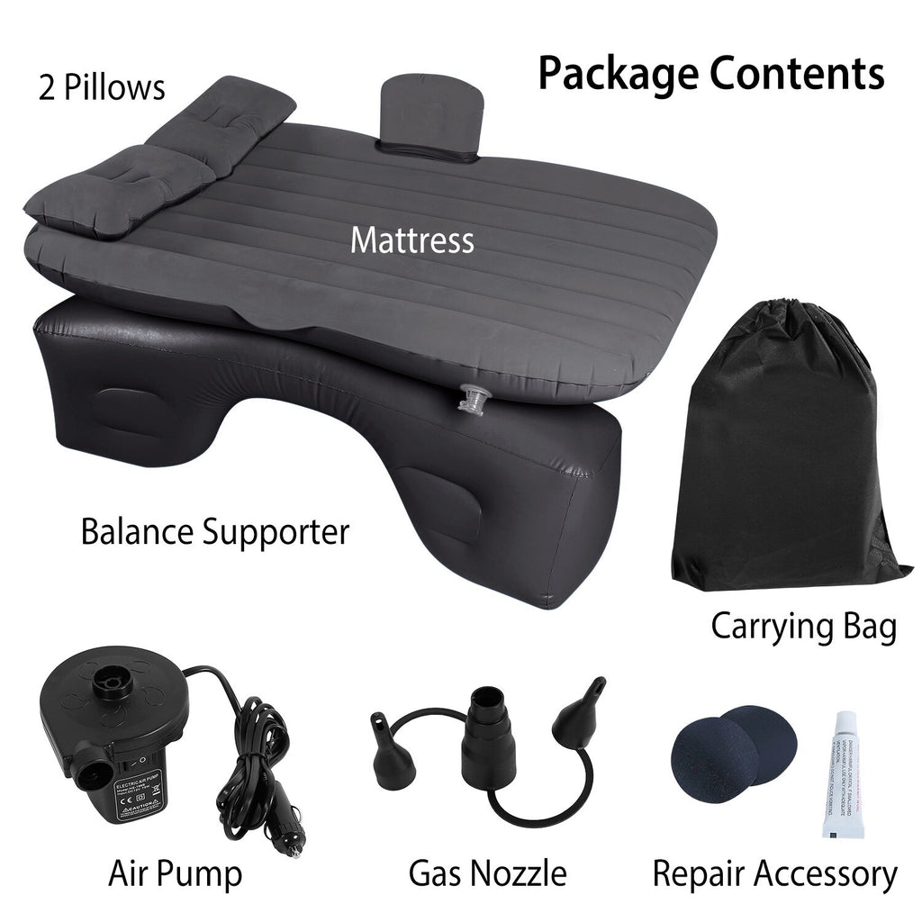 Inflatable Travel Car Mattress with Air Bed for Back Seat Comfort, Includes Two Pillows and Pump