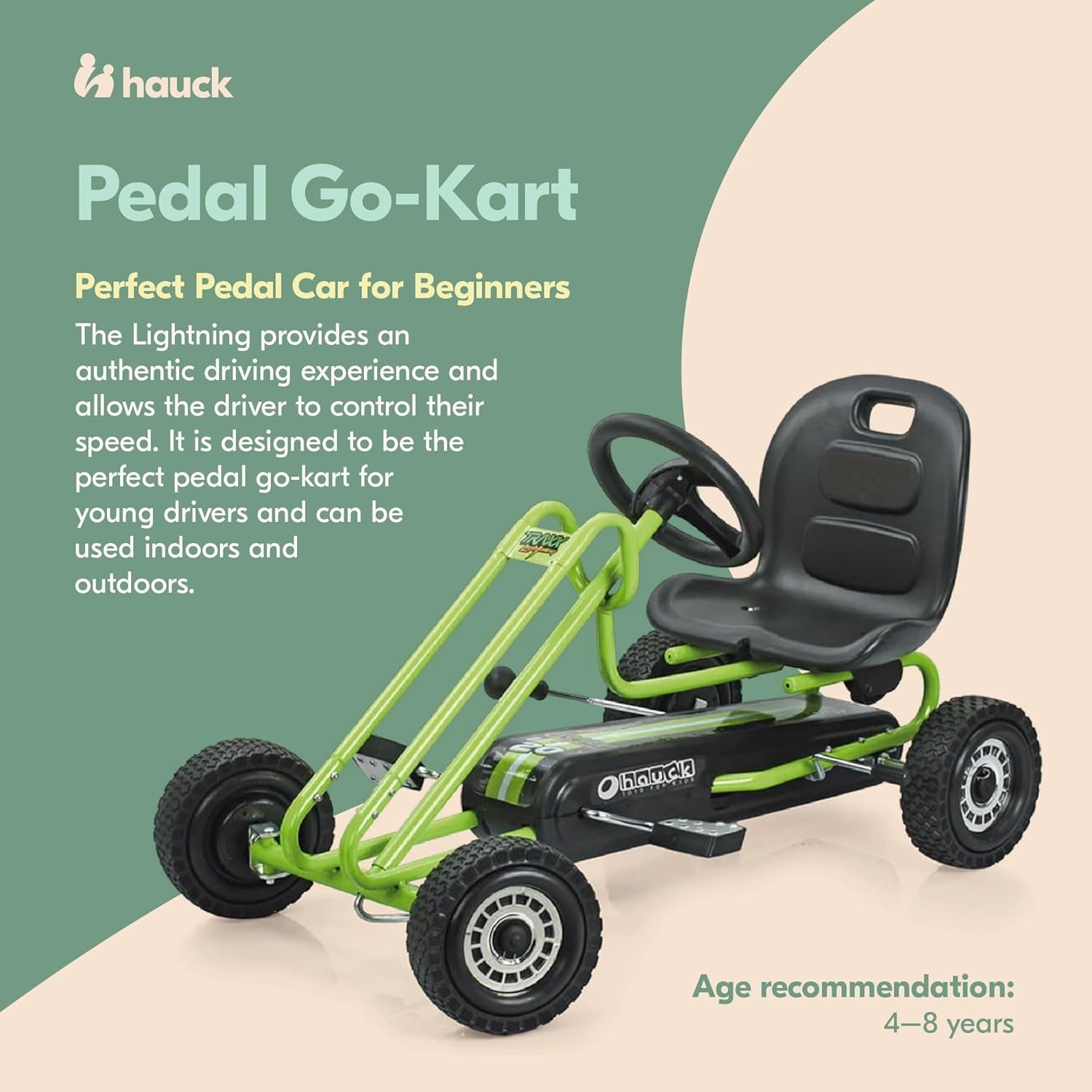 Hauck Kids Pedal Go Kart - Fun 4-Wheel Bike Cart for Ages 4-8 in Vibrant Green - Perfect Outdoor Adventure for Boys and Girls!