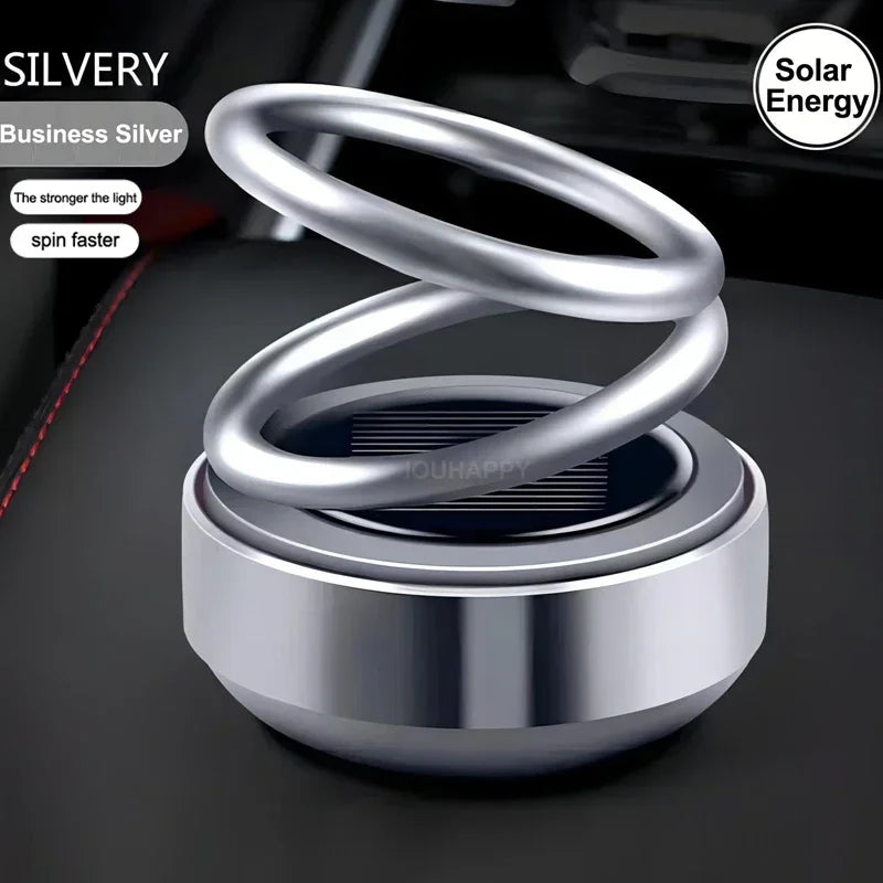 Suspended Rotating Double Ring Aromatherapy Car Accessory with Solar-Powered Perfume Decoration