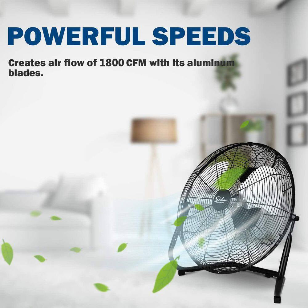 12 In. 3-Speed Metal High Velocity Heavy Duty Floor Fan in Black