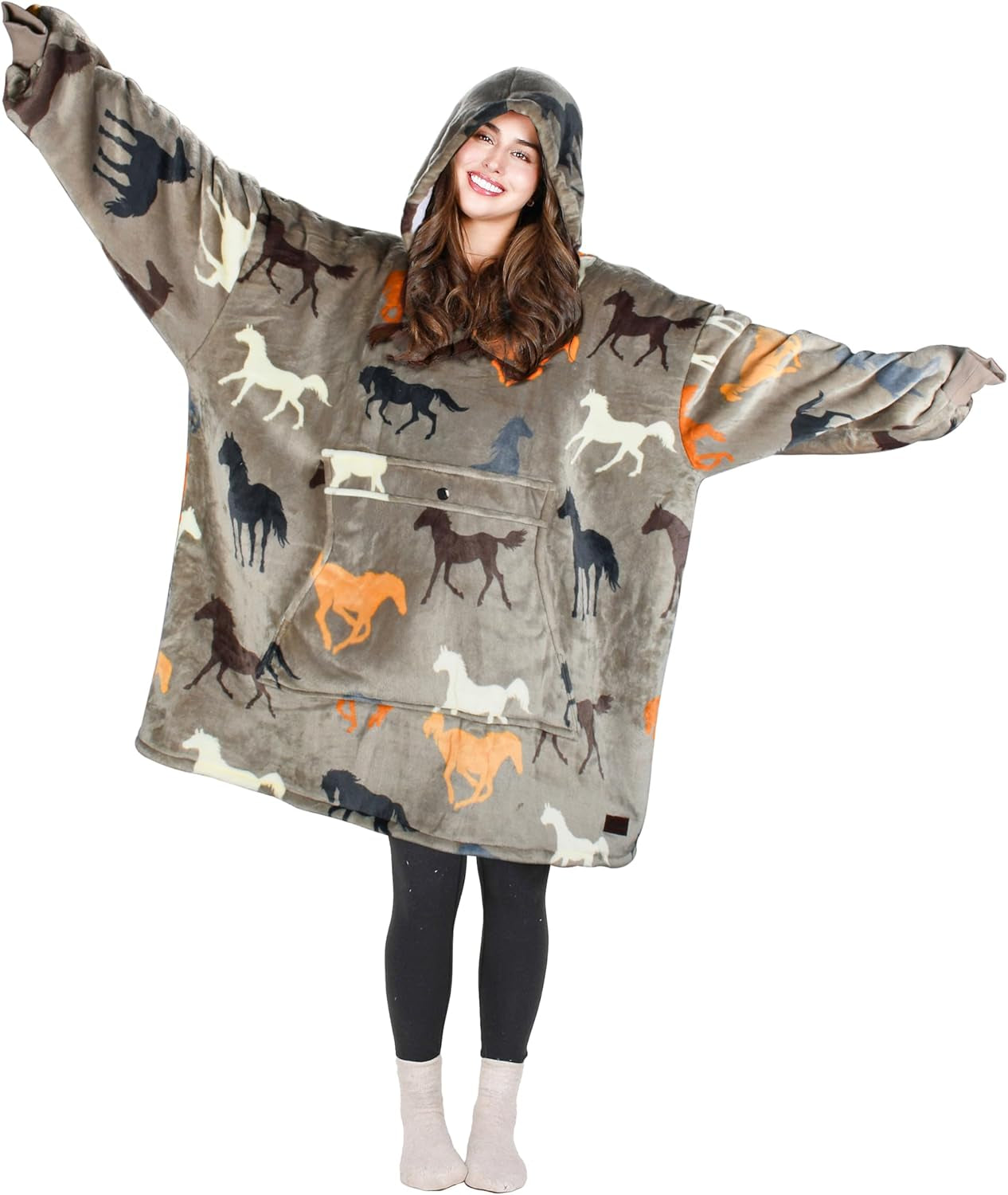 Cozy Up with Tirrinia Extra Long Oversized Sherpa Hoodie Blanket - Perfect Christmas Gift for Men, Women, and Teens in Grey!