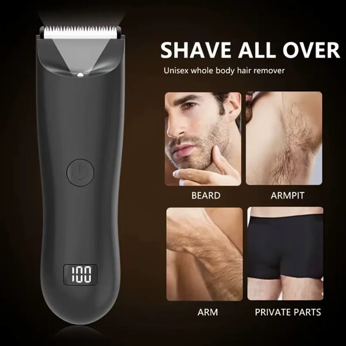 Trimmer Beard for Man Shaver Razor Beard Shaper Armpit Chest Hair Trimmers Profession Barber LED Display Re-Battery Hair Removal