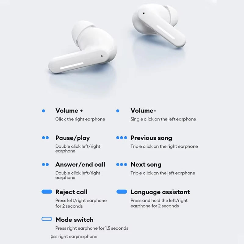 New Lenovo LE209 Wireless Bluetooth Earphone ANC Noise Reduction Hifi Music Bluetooth Headphone 30H Battery Life Gaming Headset