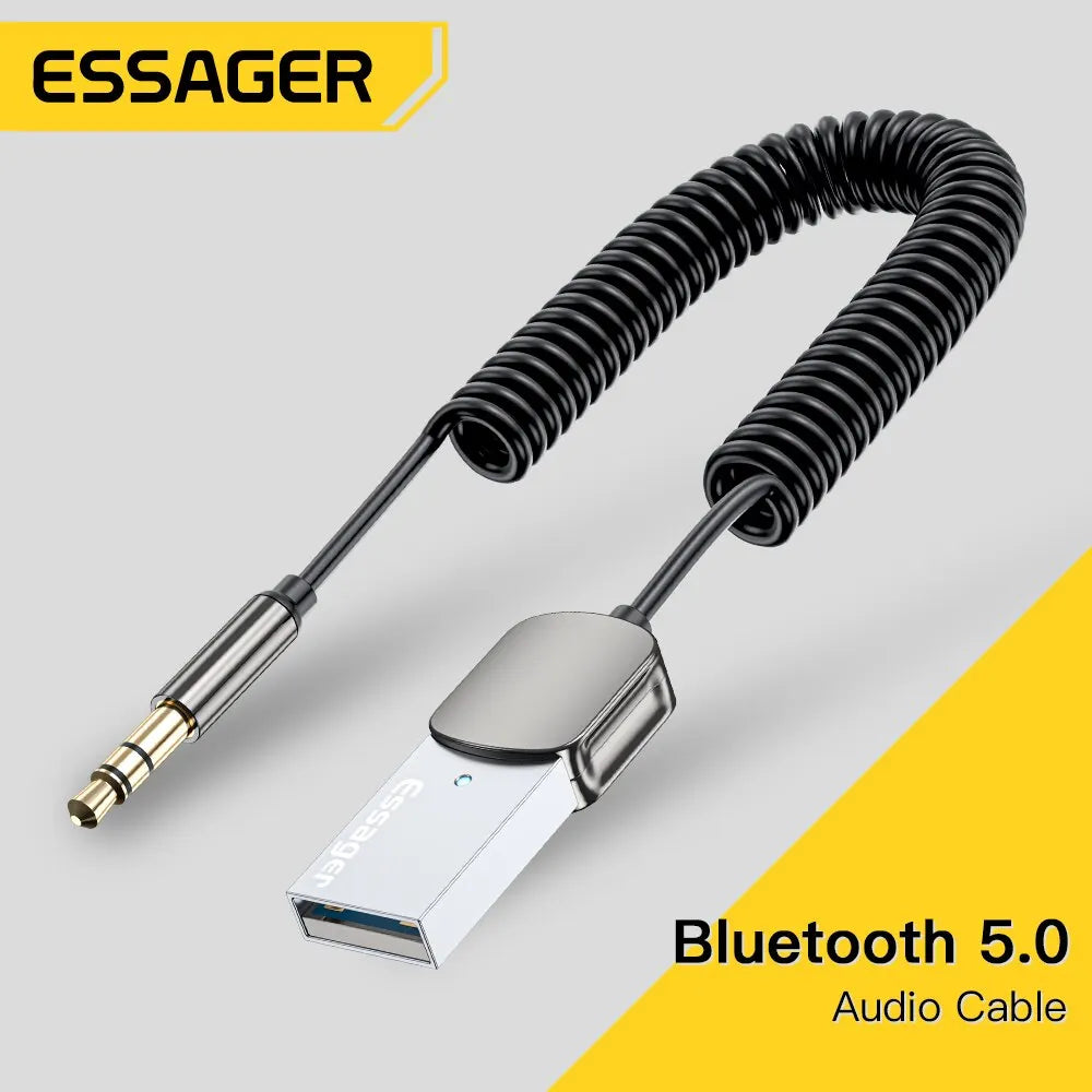 Essager Bluetooth Audio Receiver Dongle USB to 3.5Mm Jack Car Audio Aux Bluetooth 5.0 Handsfree Kit for Car Receiver BT Transmit