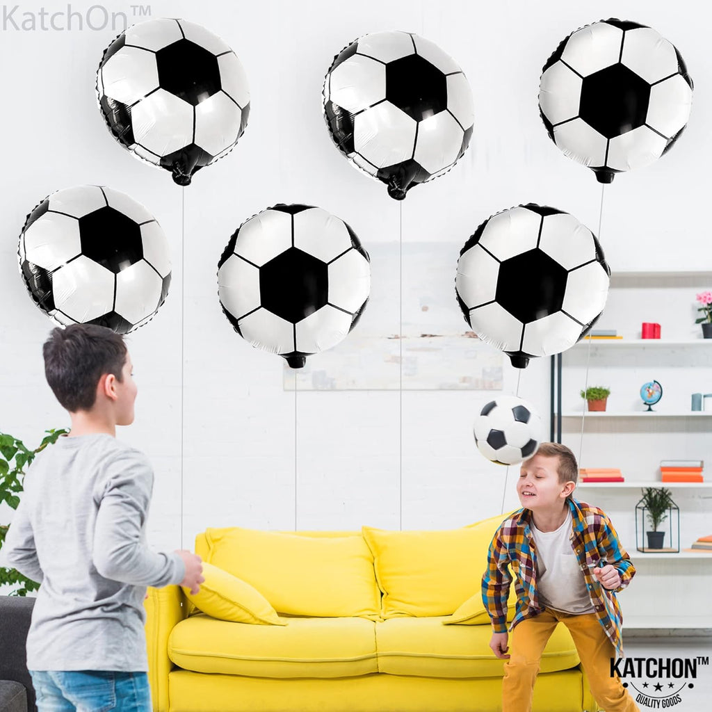 Large Soccer Ball Balloons - 18 Inch, Pack of 6 | Soccer Birthday Party Decorations | Soccer Themed Party Supplies | Black and White Soccer Balloons