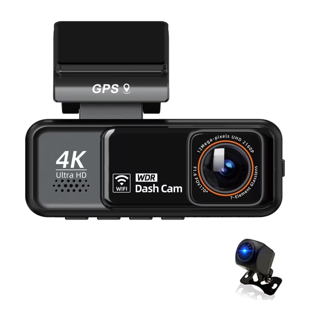 4K Dash Cam Front & 2K Rear, Wifi GPS, Night Vision, Parking Mode, Loop Recording, Memory Card Included