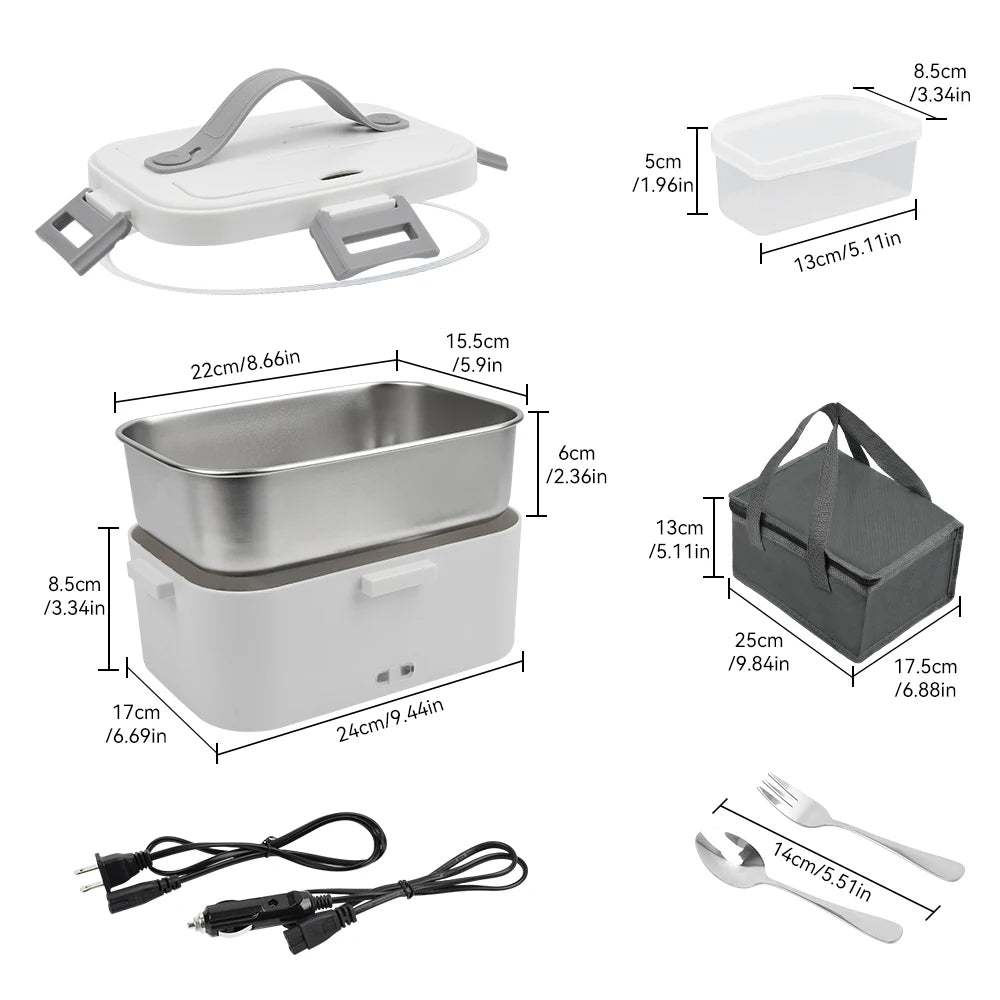 Portable Electric Lunch Box 80W - 1.8L Food Heater for Car, Truck, Home & Office - EU/US Plug