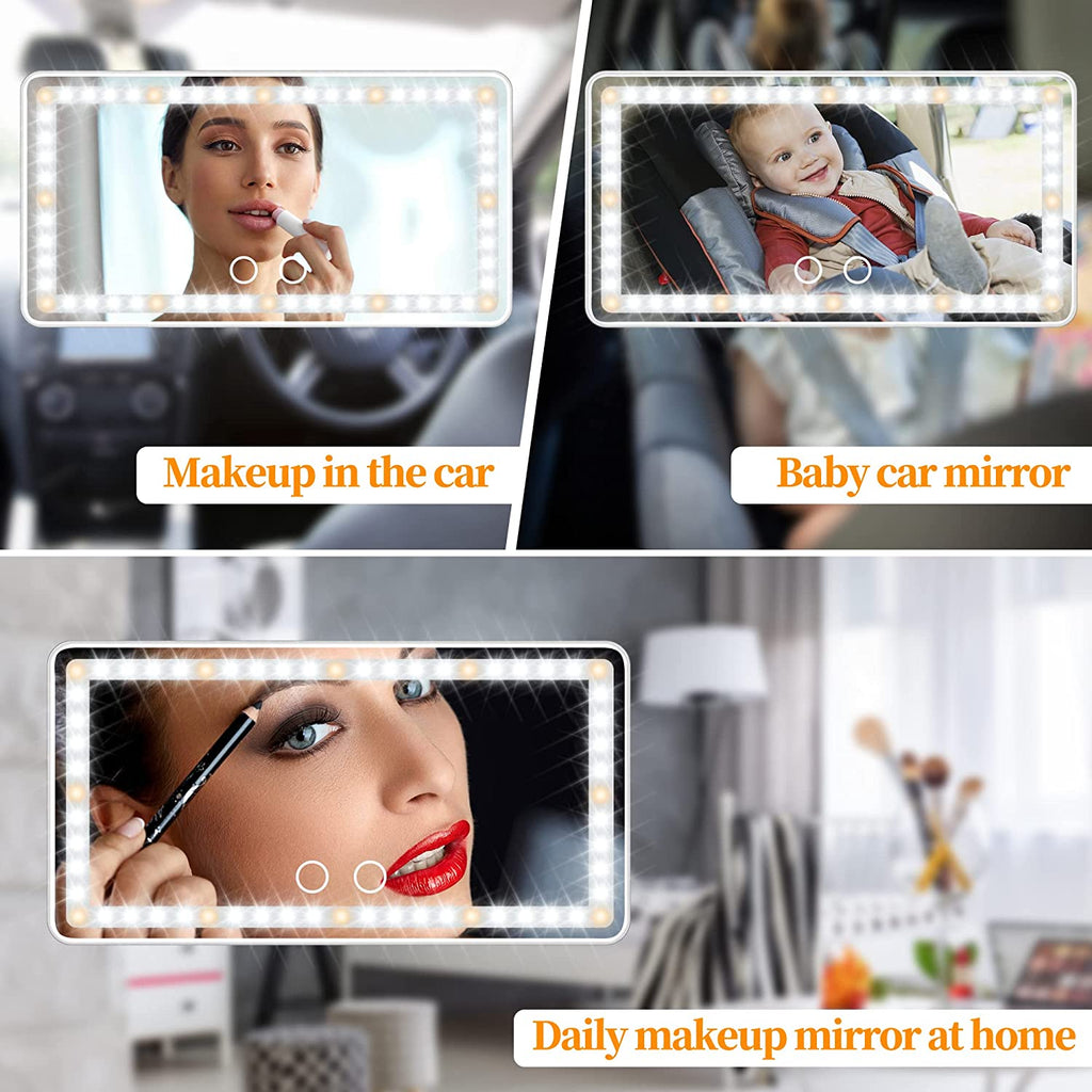 Rechargeable Car Sun Visor Vanity Mirror with Dimmable LED Lights - Perfect Makeup Accessory & Birthday Gift for Women and Girls, Universal Fit for Cars and Trucks