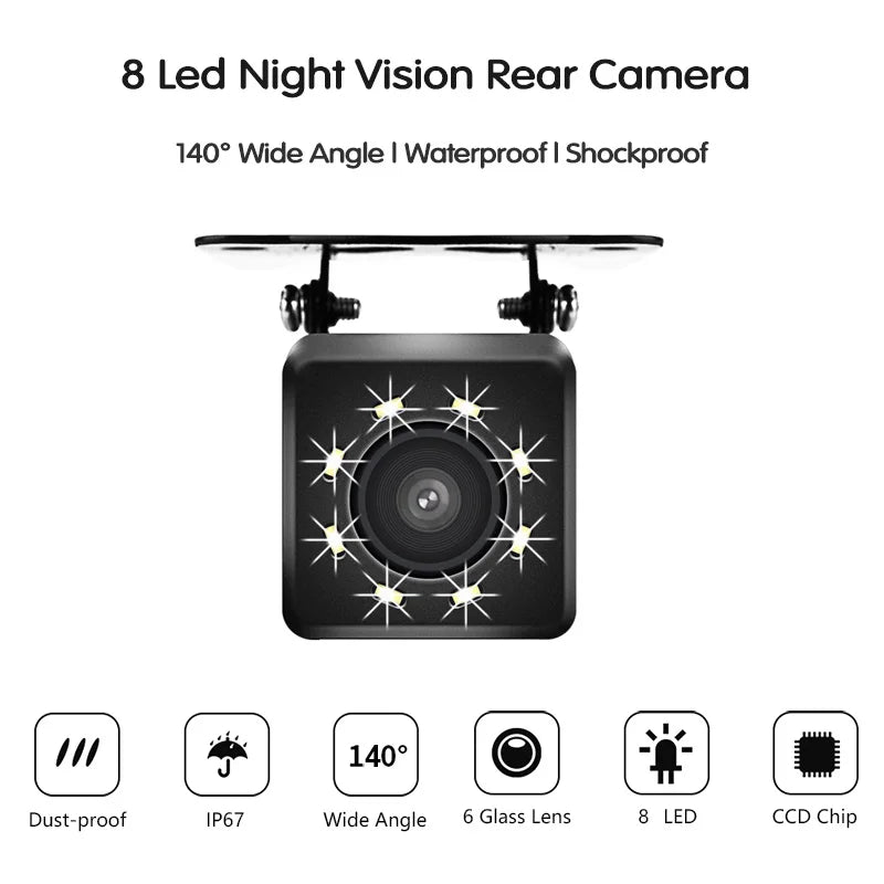 High-Definition Waterproof Rear Camera for Driving Recorders - 140° Wide Angle, Night Vision & Parking Monitoring