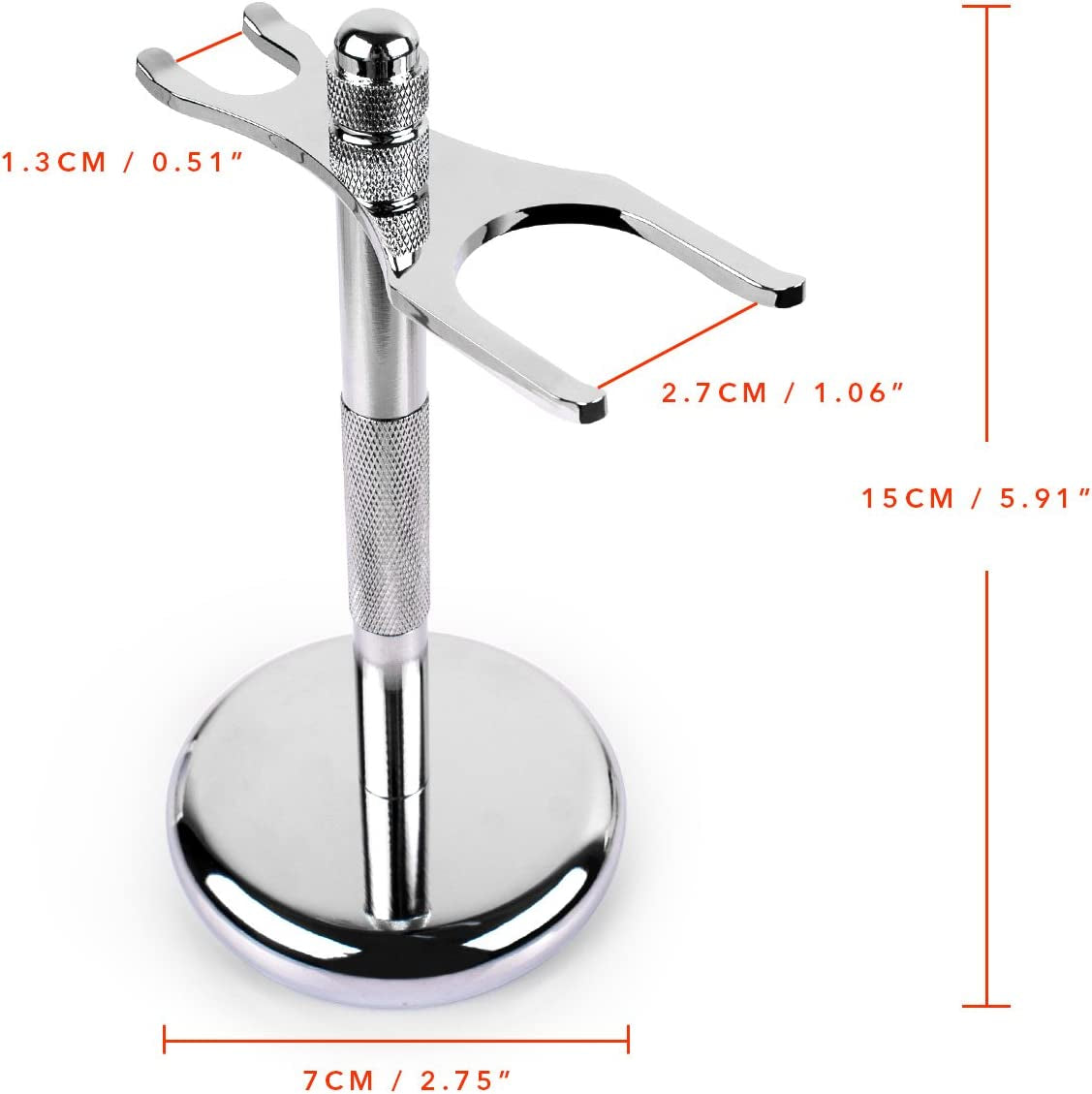 QSHAVE Deluxe Chrome Razor and Brush Stand Holder, Prolong the Life of Your Shaving Brush, 2 Prongs
