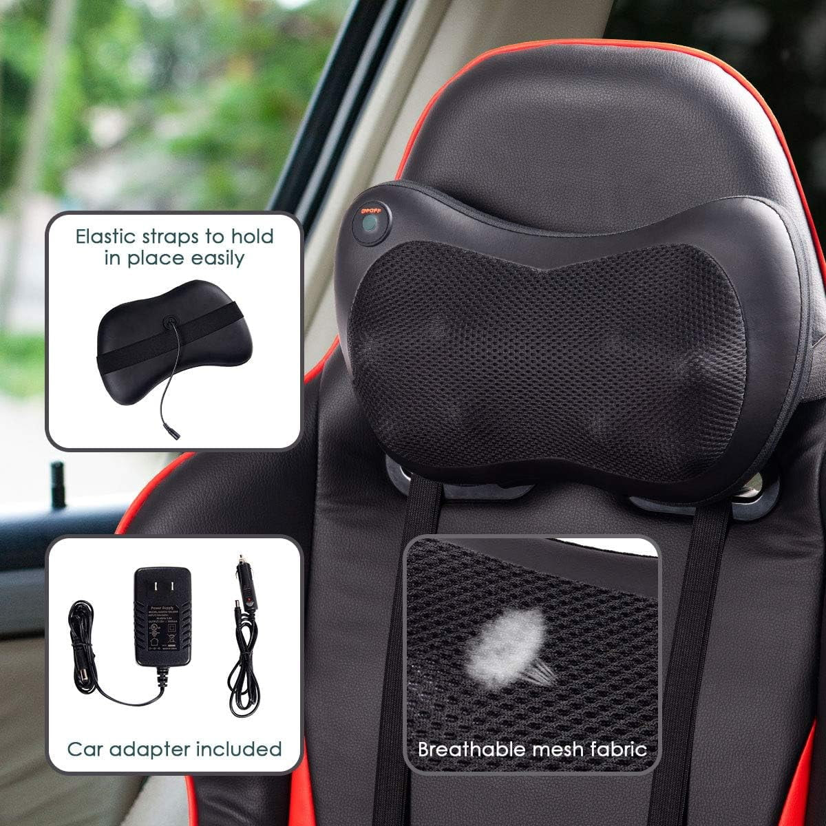Shiatsu Back and Neck Massager with Heat, Deep Tisctric Massage Pillow for Back,Shoulders,Legs,Foot,Body Musclesue Kneading