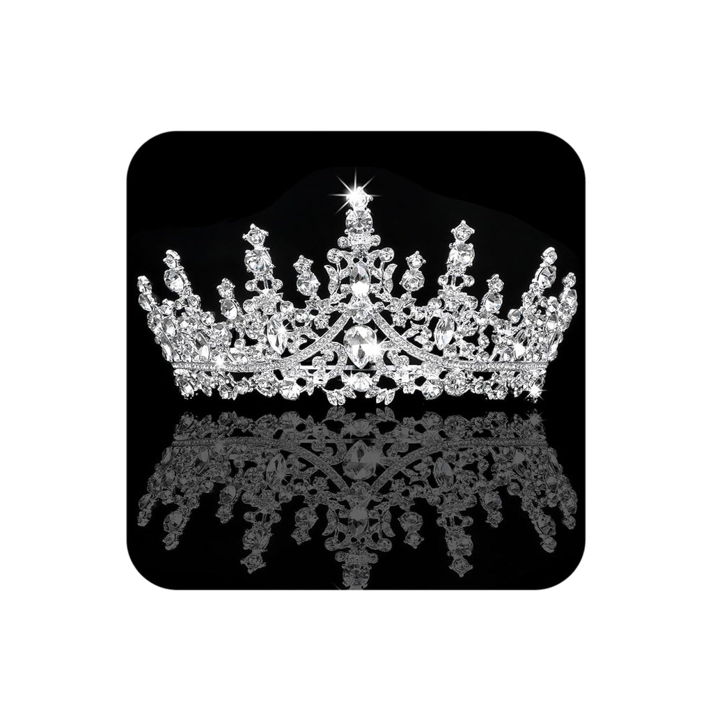COCIDE Silver Tiara and Crown for Women Crystal Queen Crowns Rhinestone Princess Tiaras for Girl Bride Wedding Hair Accessories for Bridal Birthday Party Prom Halloween Cos-Play Costume Christmas
