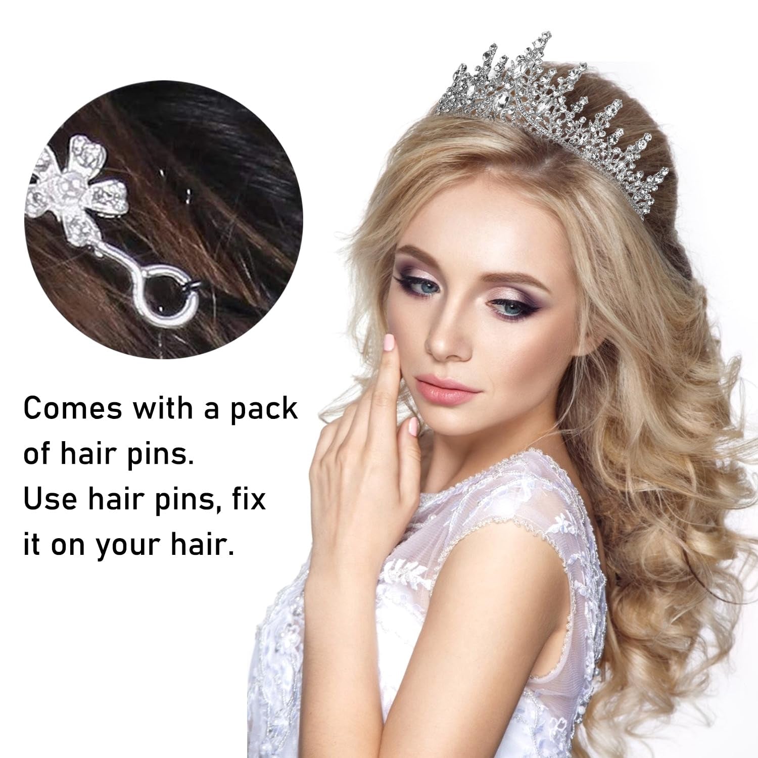 COCIDE Silver Tiara and Crown for Women Crystal Queen Crowns Rhinestone Princess Tiaras for Girl Bride Wedding Hair Accessories for Bridal Birthday Party Prom Halloween Cos-Play Costume Christmas
