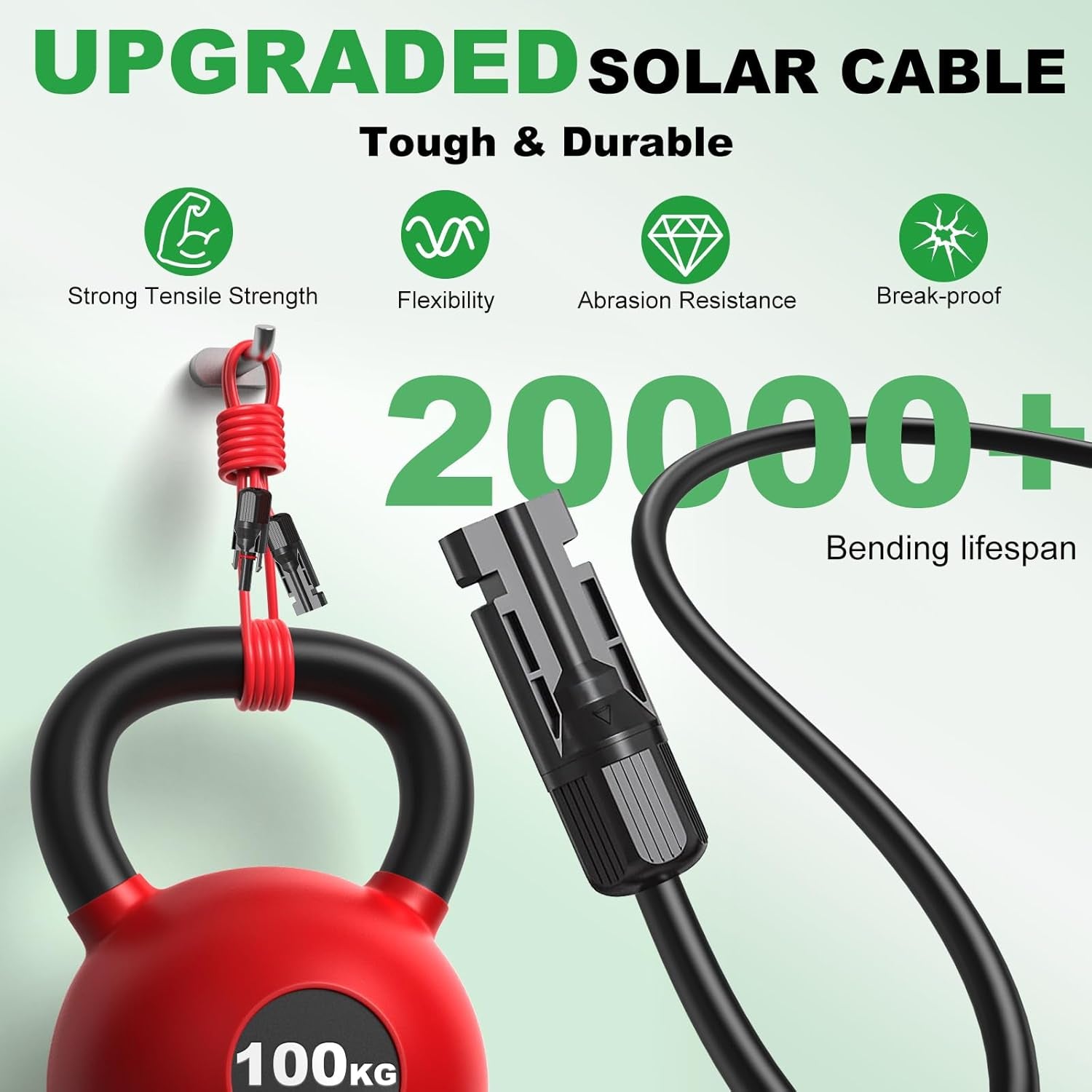 Oududianzi Solar Extension Cable 50Ft, Solar Wire 10AWG, 10 Gauge Tinned Copper PV Wire, Solar Panel Wires and Connectors for Home Roofs RV Boat Camping Solar Panels