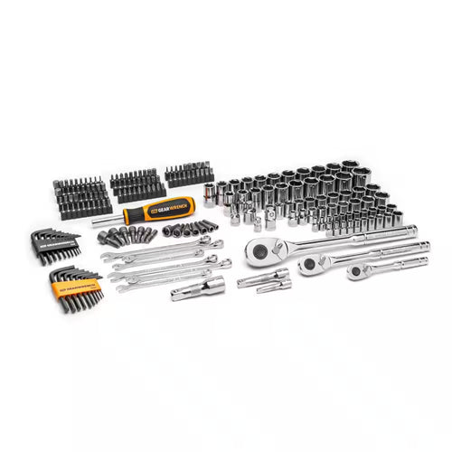 1/4 In., 3/8 In., and 1/2 In. Drive 72-Tooth 6-Point SAE/MM Mechanics Tool Set (202-Piece)