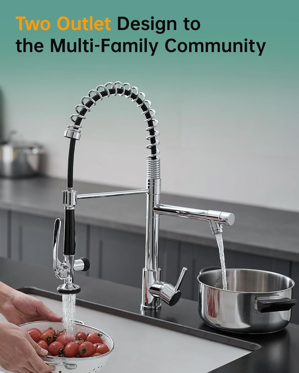 Fapully Commercial Chrome Kitchen Faucet with Pull-Down Sprayer - Stylish & Functional Design