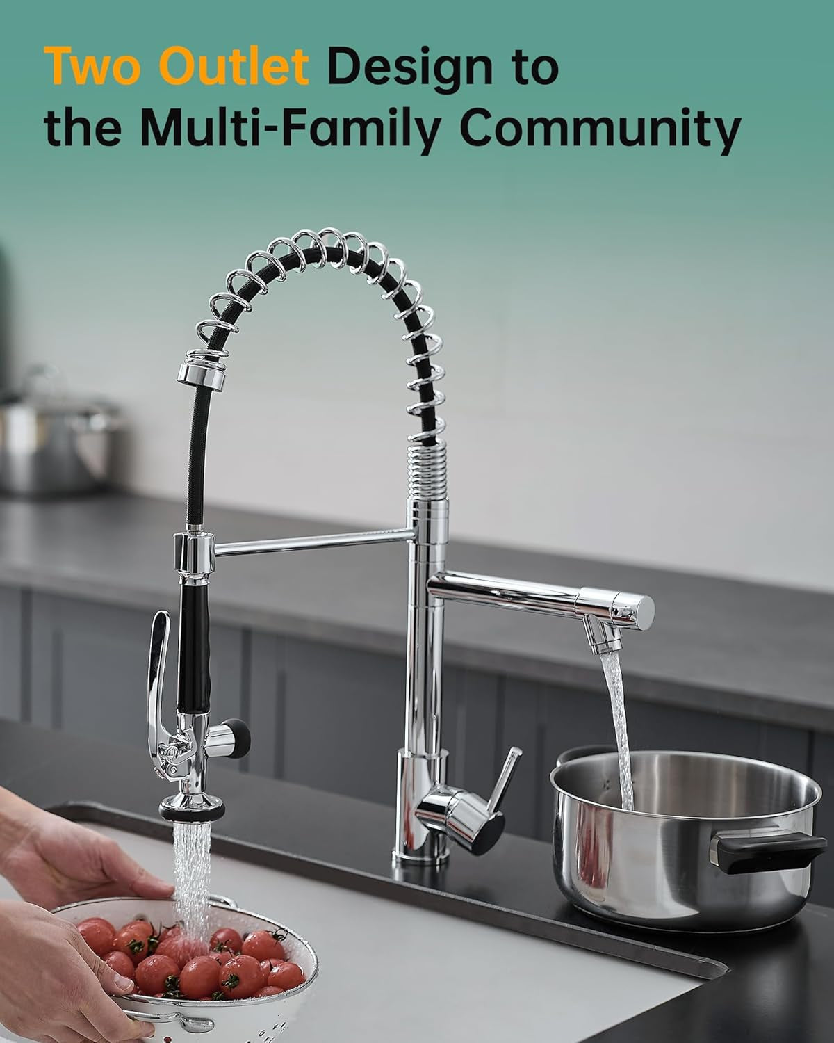Fapully Commercial Chrome Kitchen Faucet with Pull-Down Sprayer - Stylish & Functional Design