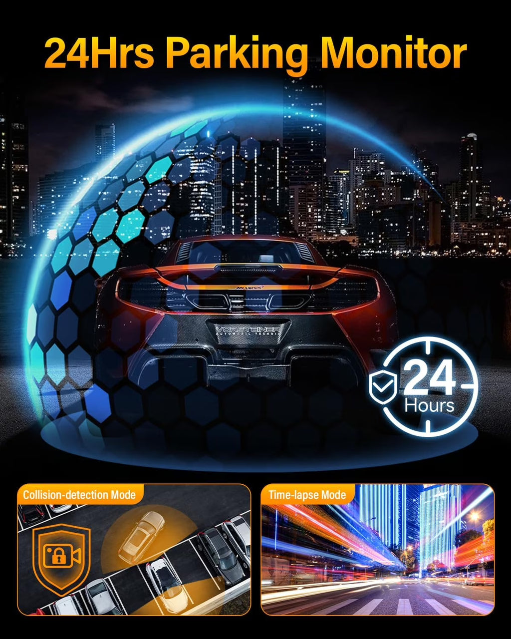 AILKIN Dash Cam Front and Rear,Full HD 1440P/1080P Dash Cam 3.16In Large Screen Dash Camera for Cars with Night Vision Free 64GB Card,G-Sensor,3 Channel Dash Cam Front and Rear inside Loop Recording