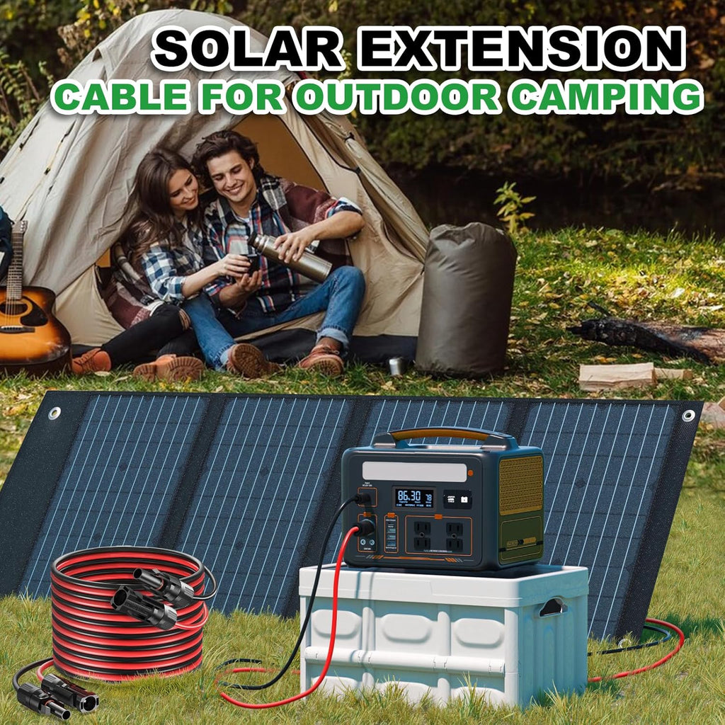 Oududianzi Solar Extension Cable 50Ft, Solar Wire 10AWG, 10 Gauge Tinned Copper PV Wire, Solar Panel Wires and Connectors for Home Roofs RV Boat Camping Solar Panels