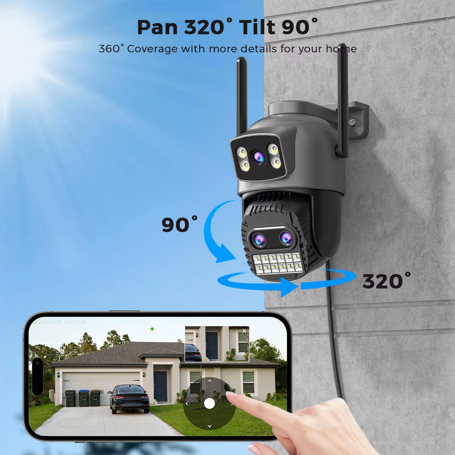 BESDER 15MP Wifi Camera PTZ Outdoor Dual Screen 10X Digital Zoom Human Detection 10MP Security IP Camera Surveillance O-Kam Pro