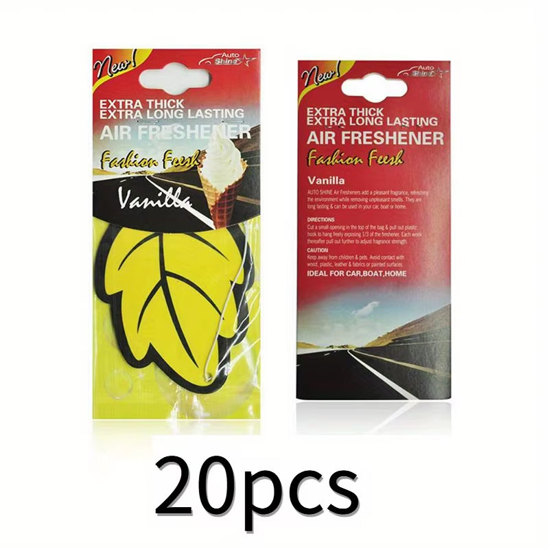 Natural Scented Tea Paper Car Air Freshener - Vanilla Perfume Hanging Leaf Shape Interior Accessory (3-60 Pieces)