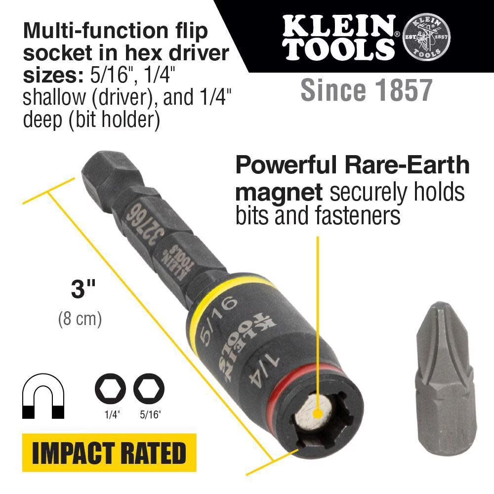 Klein Tools 3 in 1 Impact Flip Socket Set 2Pc