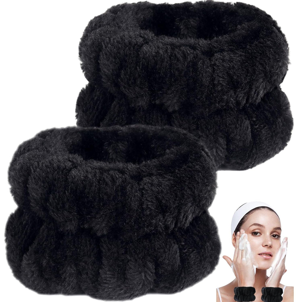 Microfiber Face Washing Wristbands - 2 Pack Stretchy Absorbent Arm Towels for Women & Kids, Perfect for Spa & Daily Skincare Routine