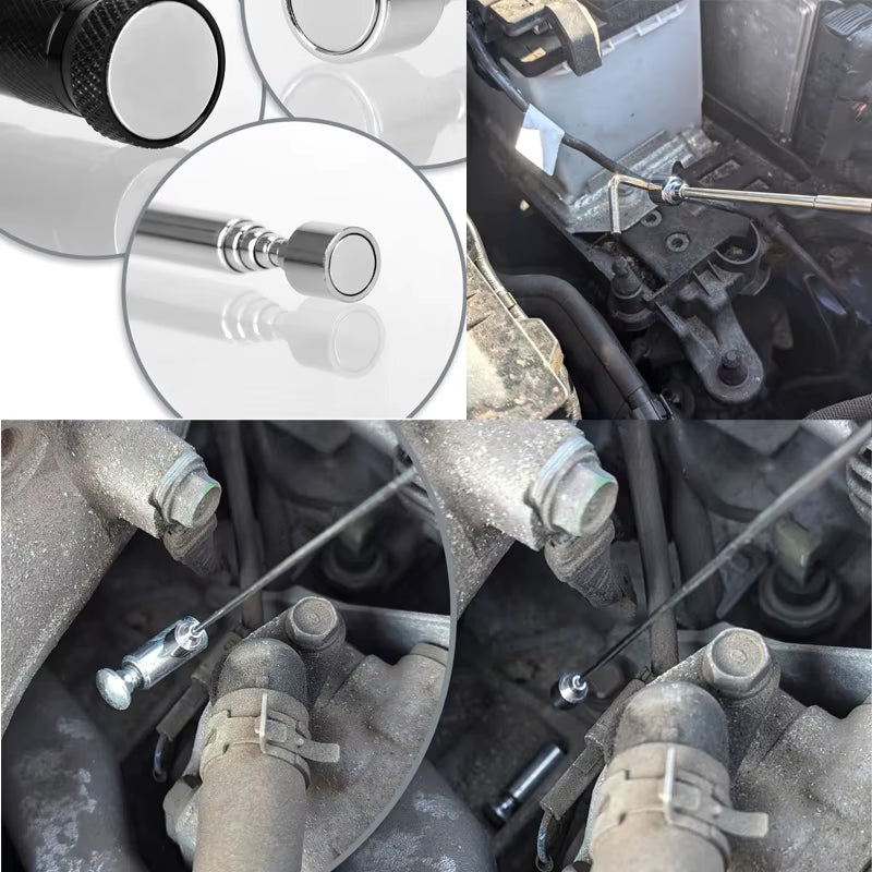 360° Inspection Mirror LED Light Extend Telescopic Inspection Work Mirror with Grip Handle Car Maintenance Repairing Pickuptools