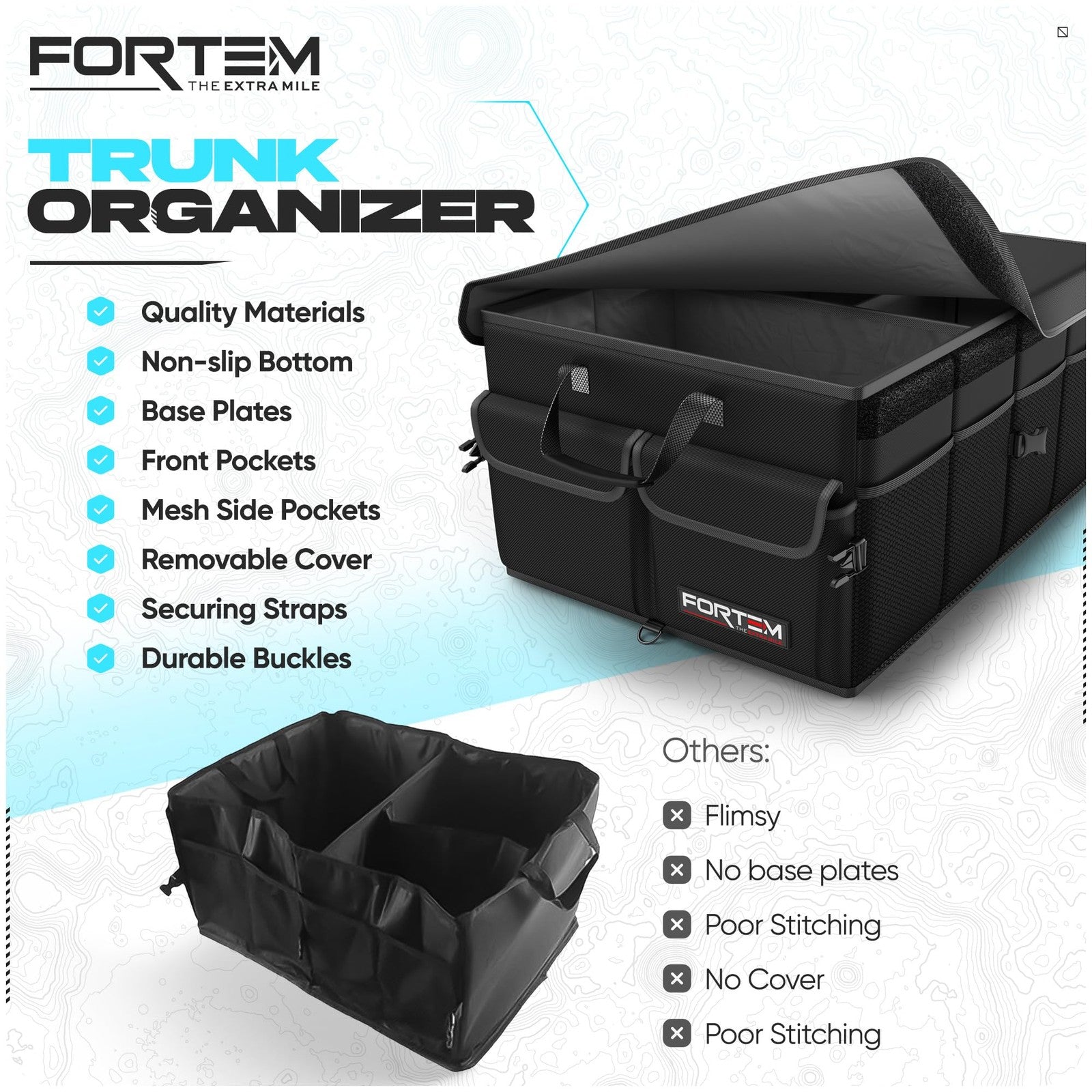 Fortem Collapsible Car Trunk Organizer and Storage Solution