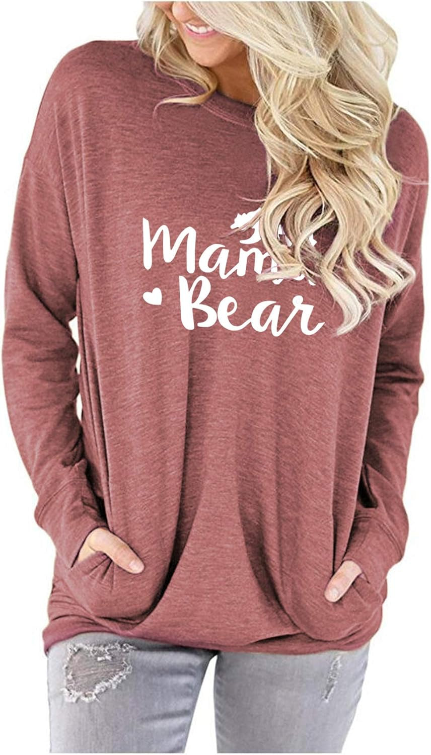 ONLYSHE Womens Crewneck Sweatshirt Casual Loose Fitting Tops Long Sleeve T Shirt