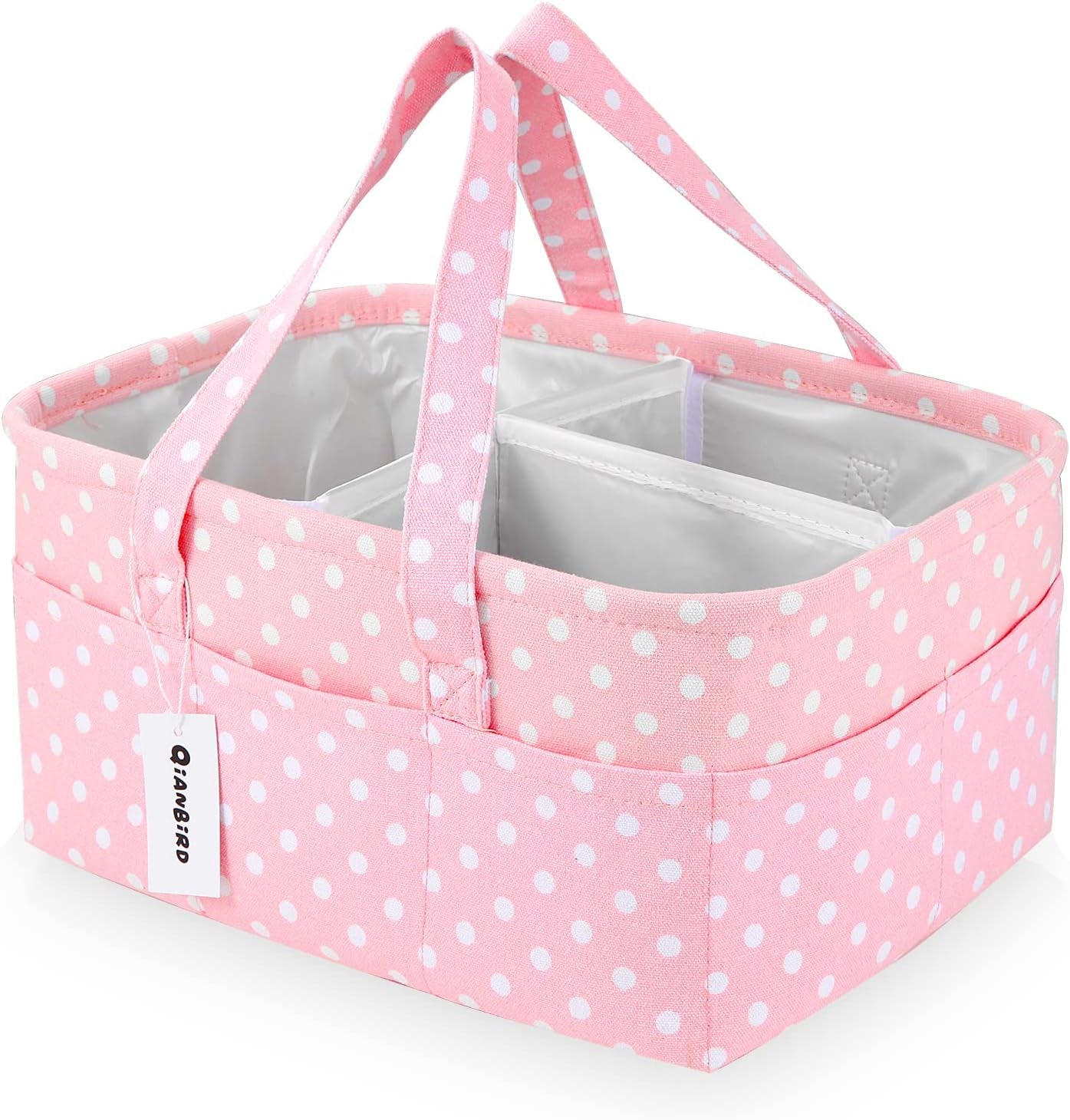 Baby Diaper Caddy Organizer Storage Basket for Girl Boy Shower Gifts Portable Large Nursery Holder Tote for Changing Table or Car Newborn Essentials Baby Registry Must Haves Item…