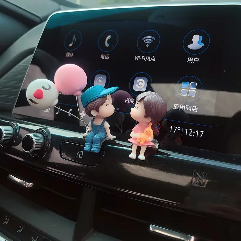 Car Accessories: Cartoon Couple Dolls for Cute Display and Balloon Decoration - Ideal Gifts for Men and Women