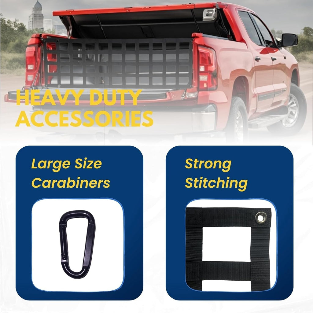 Heavy Duty Tailgate Net - 60" x 18" for Pickup Truck Bed, Easy Installation
