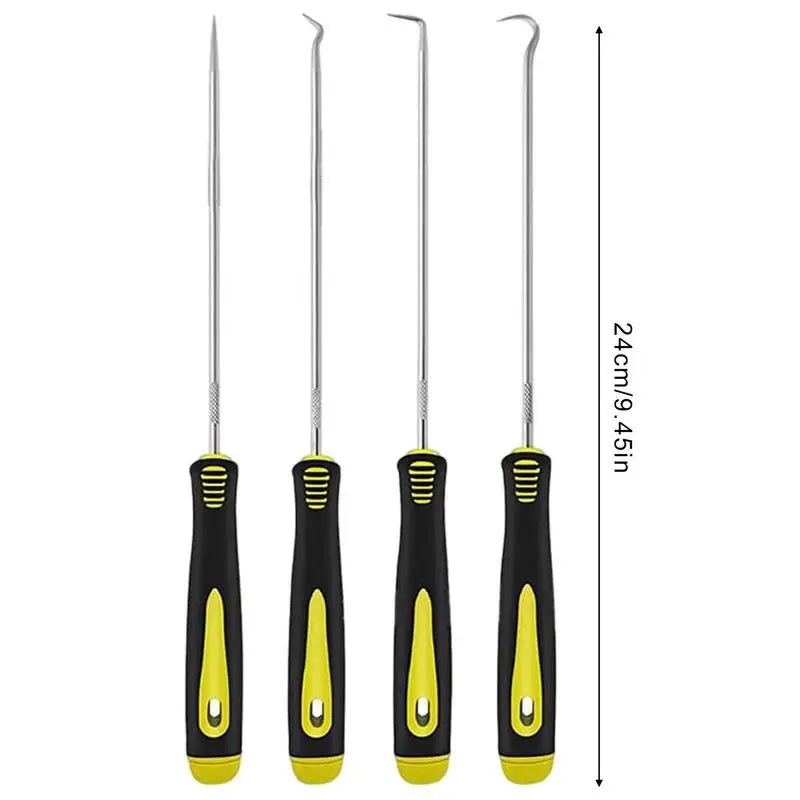 Mechanic Pick Set 4Pcs Precision Automotive Pick Tool Set Ergonomic Handle Gasket Scraper Tools with 45 Degree 90 Degree Hook