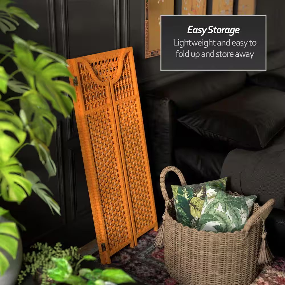 4-Shelf Honey Natural Fiber Shelving Trunk