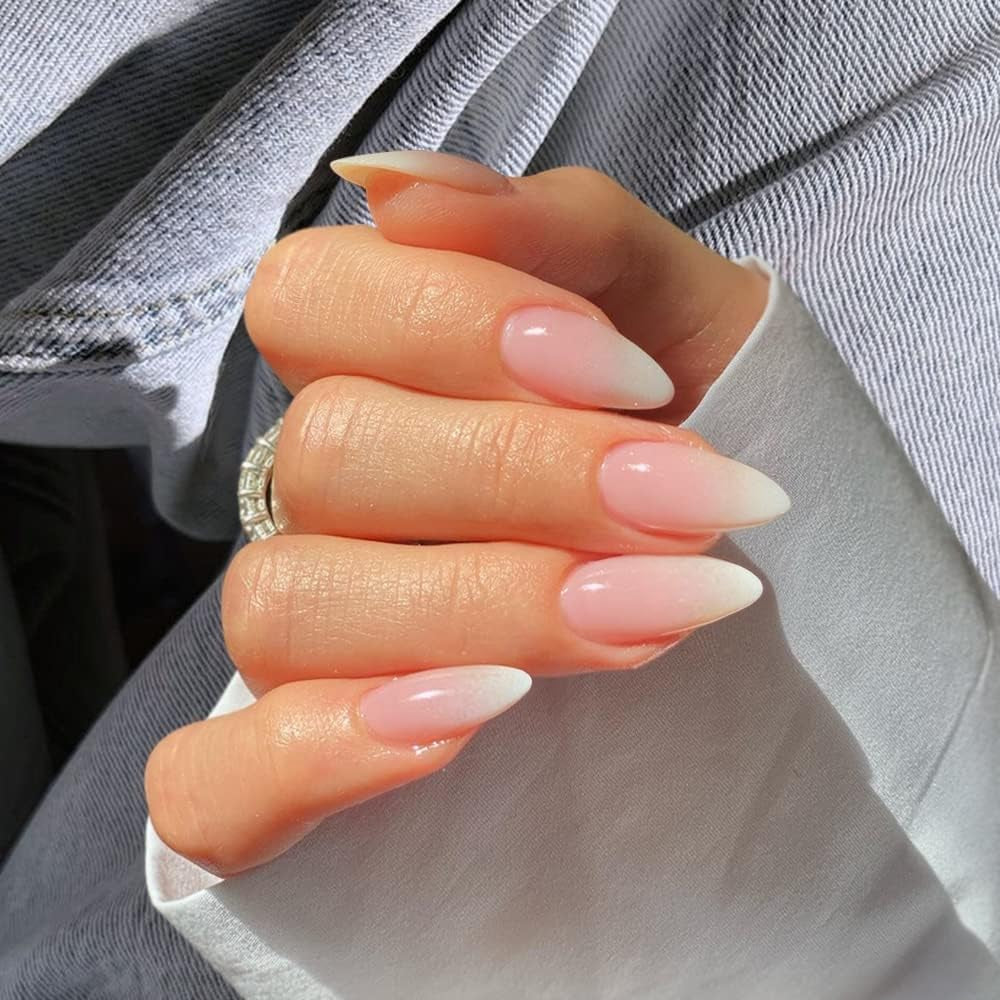 Vibrant Orange Red Almond Press-On Nails - Reusable Medium Length Acrylic Stiletto Nails for Women & Girls