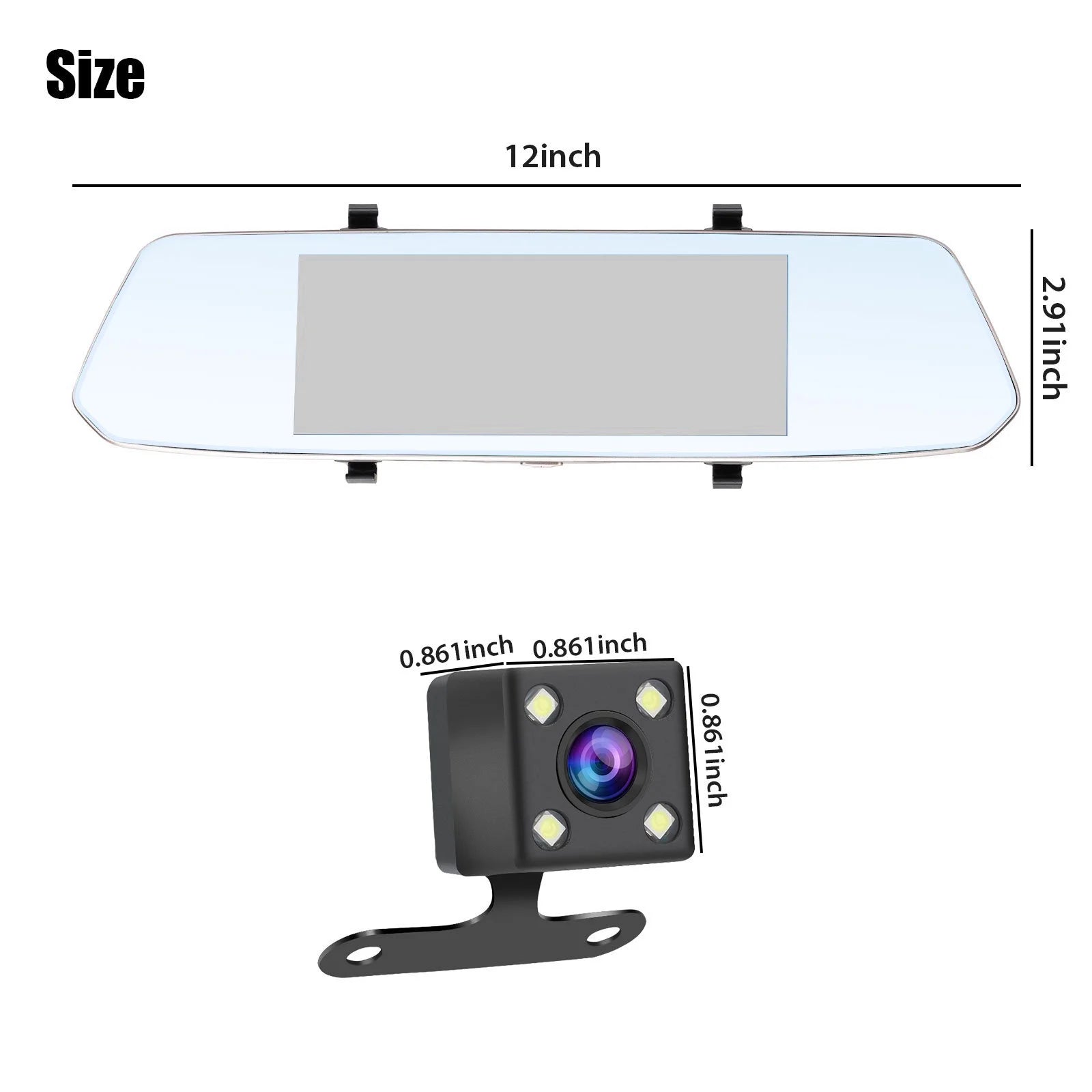 Eeekit 1080P Mirror Dash Cam Backup Camera, Front and Rear View Dual Camera with Night Vision, 7" Touch Screen, 32GB TF Card Supported