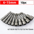 6Mm-15Mm Impact Socket Magnetic Nut Screwdriver 1/4 Hex Key Set Drill Bit Adapter for Power Drills Impact Drivers Socket Kit