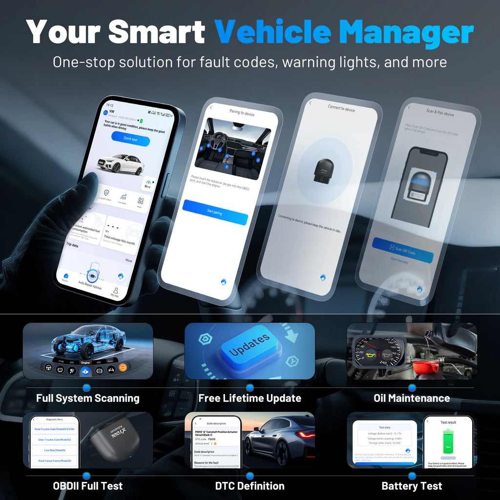 XTOOL Advancer Ad20Pro Bluetooth OBD2 Scanner Auto 2026 Ai-Assistant Full System Diagnostic Tools Oil Reset Free Update Free APP