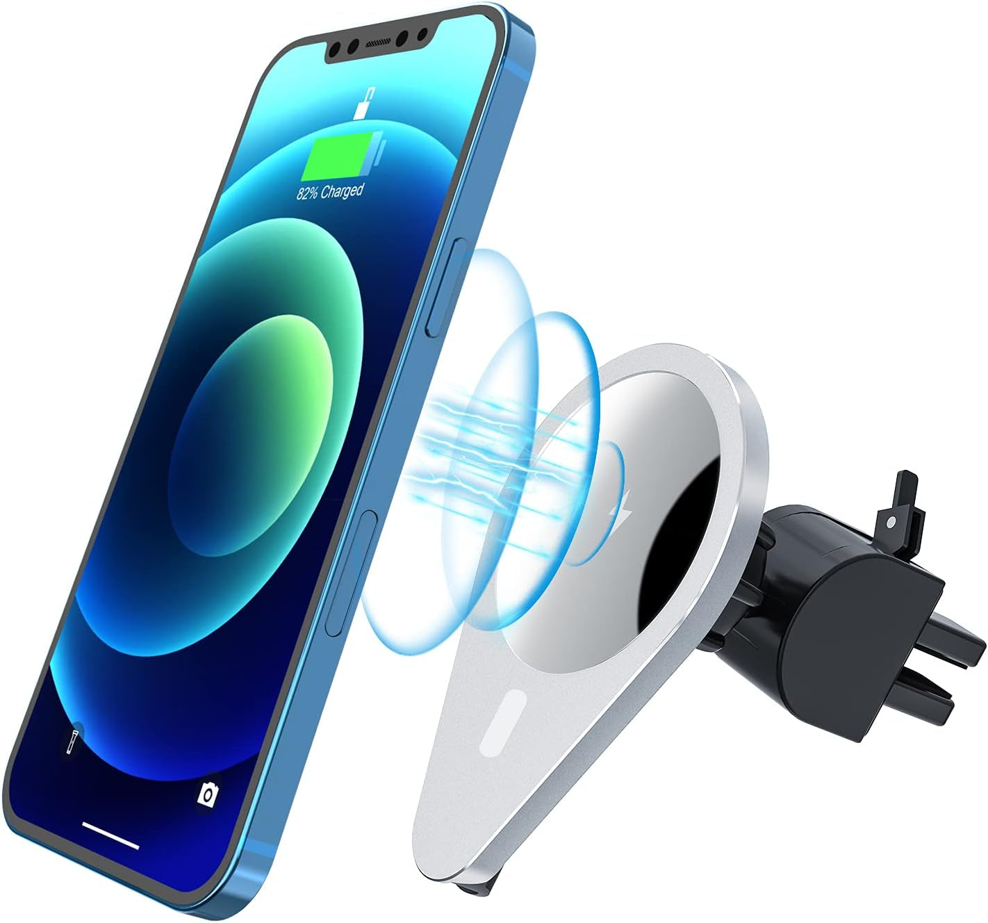 Magnetic Wireless Car Charger,Ikeer Fast Wireless Car Charger Phone Mount,15W Auto-Clamping Air Vent Holder,For Iphone 13/13 Pro/13Pro Max/13 Mini/12/12 Pro/12 Pro Max/12 Mini
