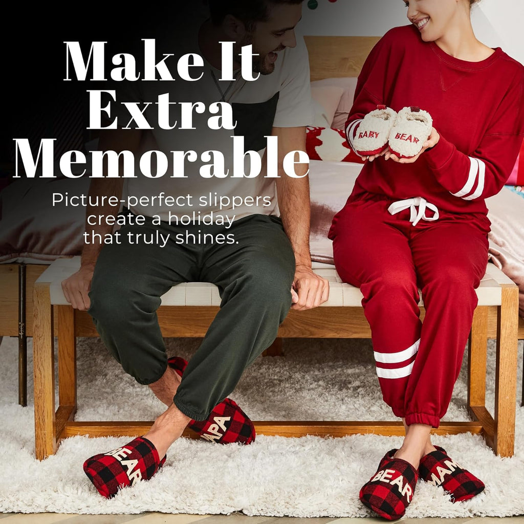 Dearfoams Men'S Gifts for Men Matching Christmas Papa Bear Slipper