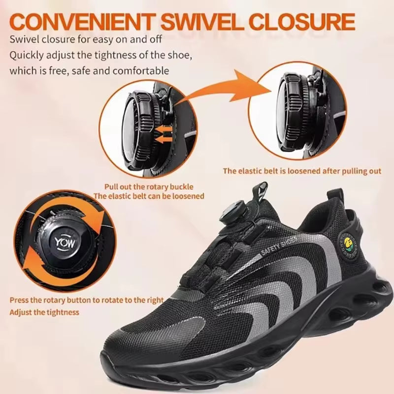 Lightweight Protective Work Sneakers with Steel Toe - Puncture-Proof & Anti-Smash Safety Shoes for Men