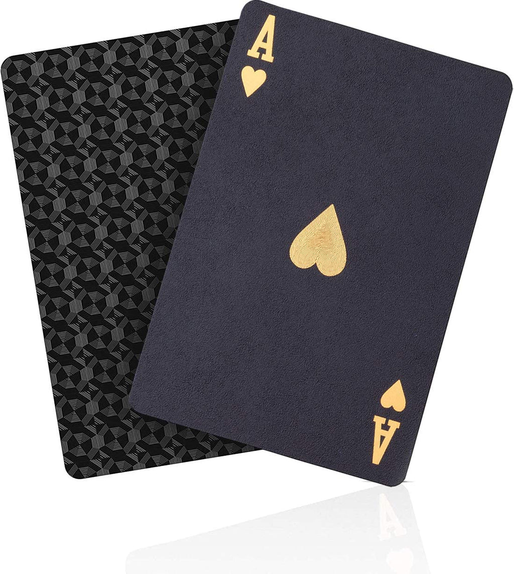 ACELION Waterproof Plastic Playing Cards - Black Diamond Deck for Poker and Gifts