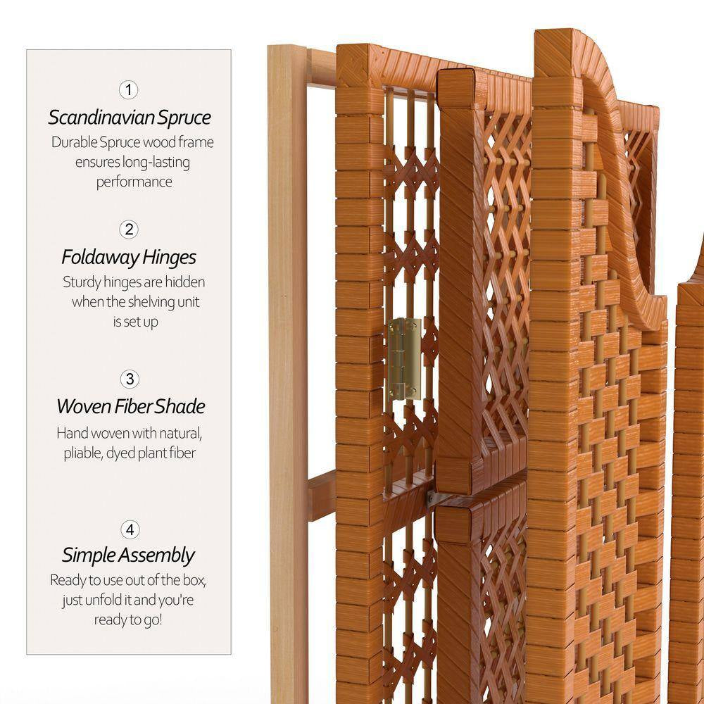 4-Shelf Honey Natural Fiber Shelving Trunk