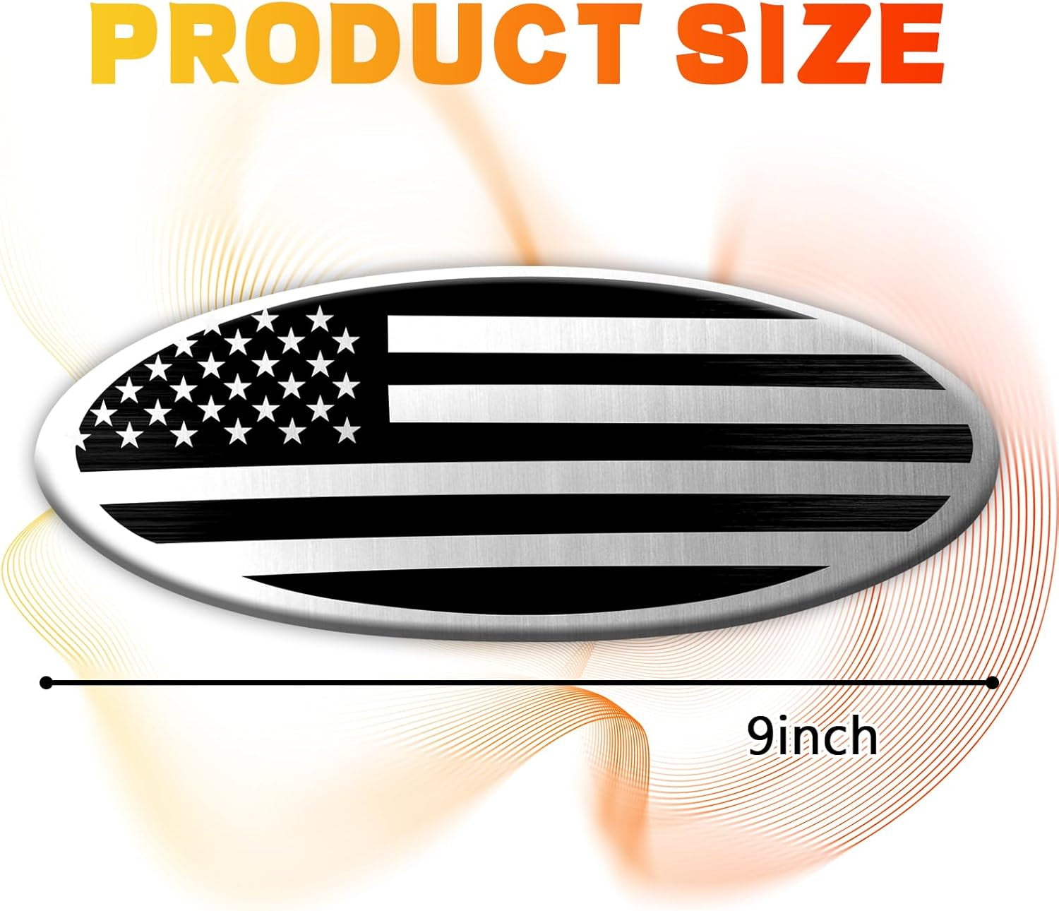 Premium Silver American Flag Tailgate Emblem for Ford F150 F250 F350 - 9 Inch Aluminum Oval Overlay Badge for Front Grill & Rear Tailgate