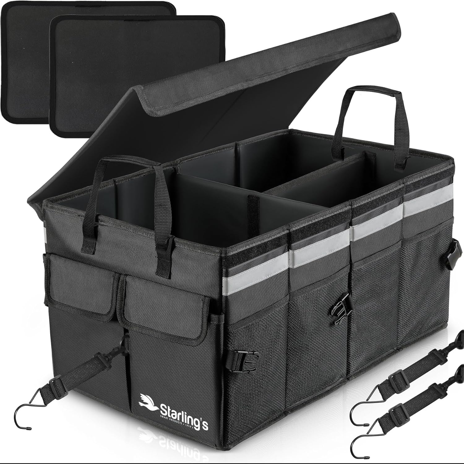 Ultimate Car Trunk Organizer – Large Collapsible Storage Box with Adjustable Compartments – Heavy-Duty, Waterproof, Non-Slip Cargo Organizer for SUV, Truck & Car – Perfect for Groceries & Tools