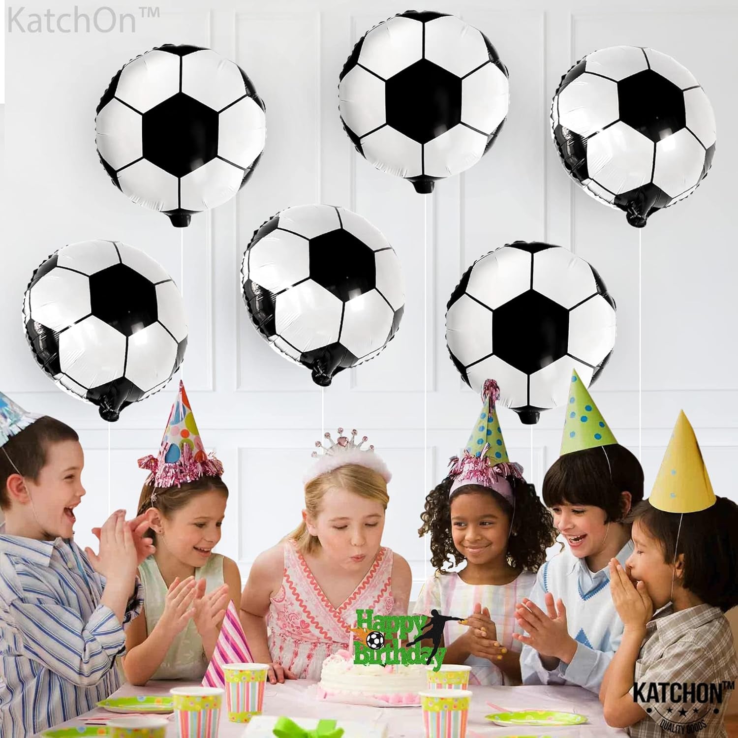 Large Soccer Ball Balloons - 18 Inch, Pack of 6 | Soccer Birthday Party Decorations | Soccer Themed Party Supplies | Black and White Soccer Balloons