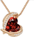 Stunning Love Heart Pendant Necklace - Perfect Mother's Day Gift in Silver & Rose Gold with Birthstone for Her